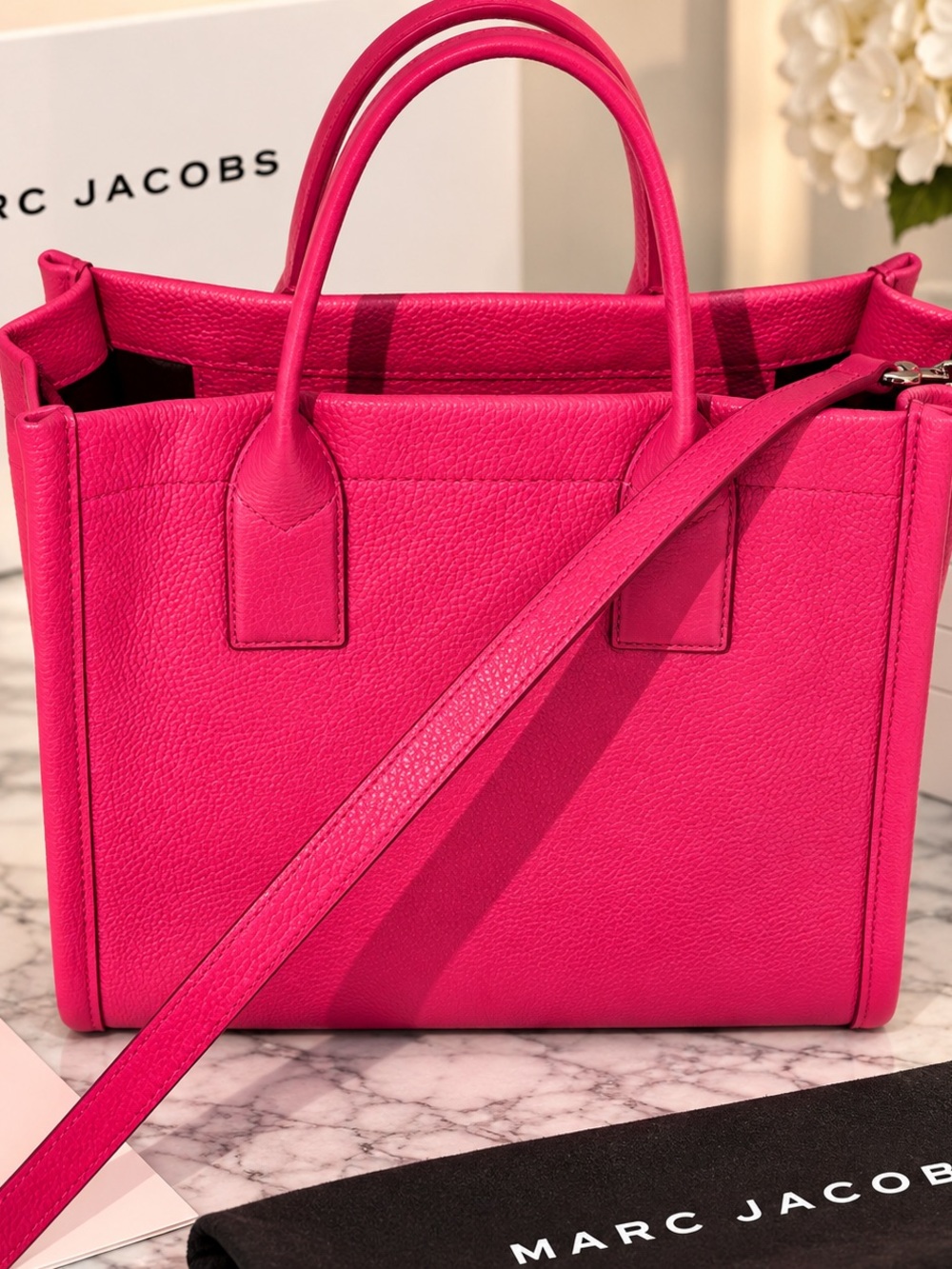 Marc Jacobs Hot Pink Leather Standard Supply Workwear Tote Crossbody Bag - Picture 2 of 6